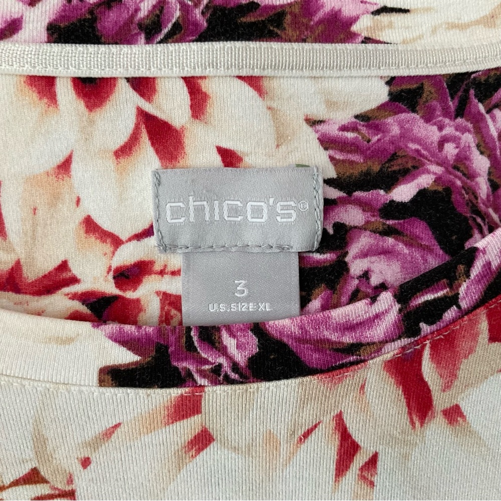 CHICO’S Touch Of Cool Wild Floral Layering Tee Size 3 (U.S. Size XL) - Picture 4 of 5